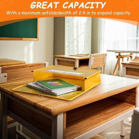 5Pack A4 Plastic File Wallet Envelope Expanding File Folder Document Organizer w - Picture 4 of 6